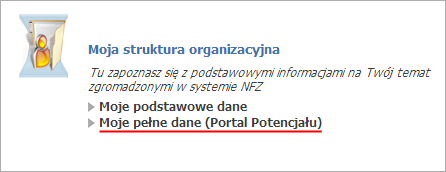 Przycisk w Portalu Świadczenidoawcy pozwalający na przejście do Portalu Potencjału