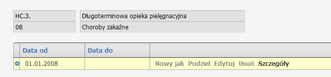 Harmonogram profilu medycznego (wypełnione przykładowymi danymi) 